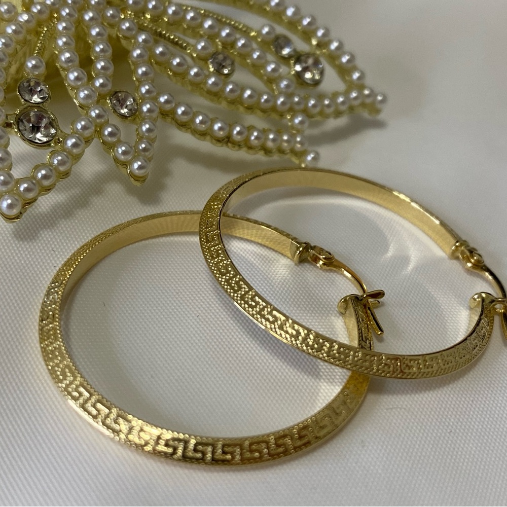 18K Real Gold Elegant Hoop Earrings